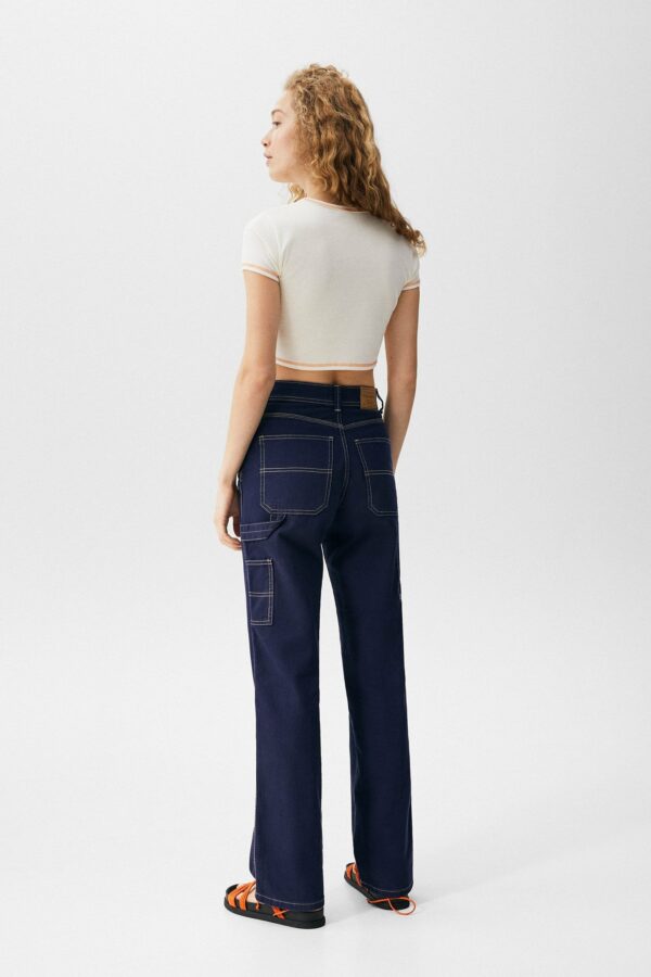 Cropped Short Sleeve T-shirt With Embroidered Detail - Image 2